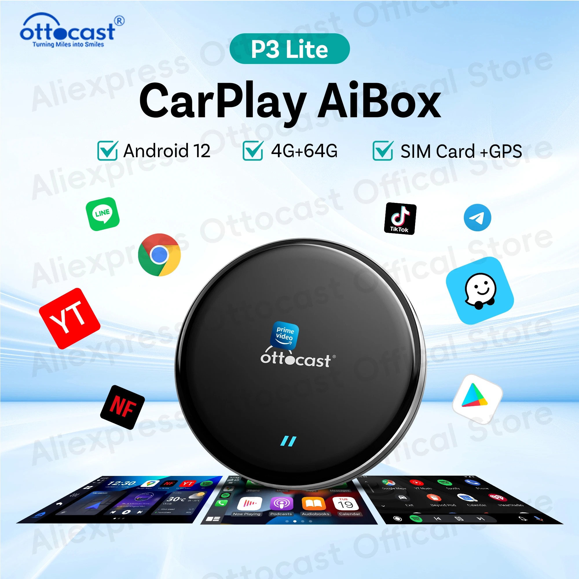 Car Accessories Youtube - OTTOCAST nuevo P3 Lite OttoAiBox inalámbrico